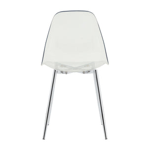 Modern Minimalist Transparent Dining Chair Set with Ergonomic PET Seat - Clear/Silver
