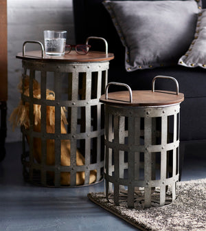 Metal-and-Wood-Side-Basket-Tables-(Set-of-2)-Accent-Tables