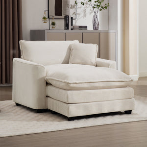 Classic Modern Comfortable Single Chair Deep Seat Sofa With Footstool