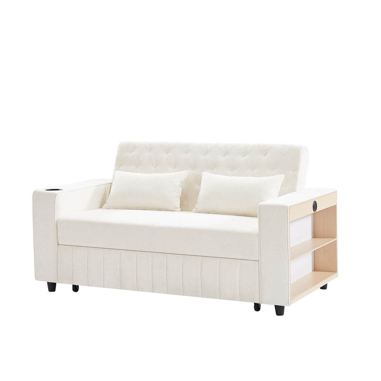 Pull-Out Sofa Bed Convertible Couch With Adjustable Backrest For Living Room