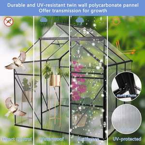 Polycarbonate house Raised Base And Anchor Aluminum Heavy Duty Walk-In houses For Outdoor Backyard In All Season