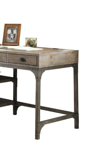 Gorden Weathered Antique Metal Writing Desk - Oak
