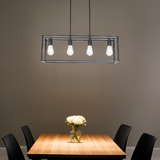 Pendant lighting 4 light industrial vintage open frame rectangle chandeliers modern black linear cage ceiling light fixture