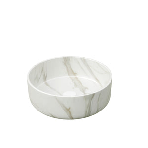 14'' Bathroom Sink, Round Vessel Ceramic Sink with Stone Pattern