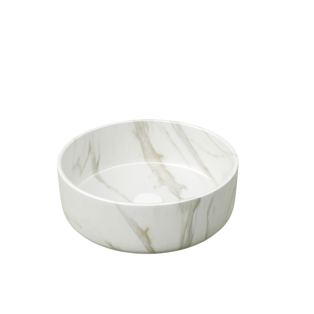 14'' Bathroom Sink, Round Vessel Ceramic Sink with Stone Pattern
