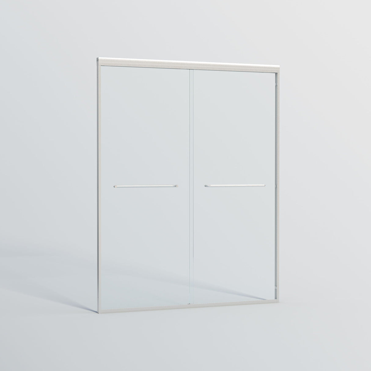 Double Sliding Shower Door, Semi-Frameless Bypass Bathroom Sliding Door With 1/4" (6 Mm) Tempered Glass For Walk-In Shower