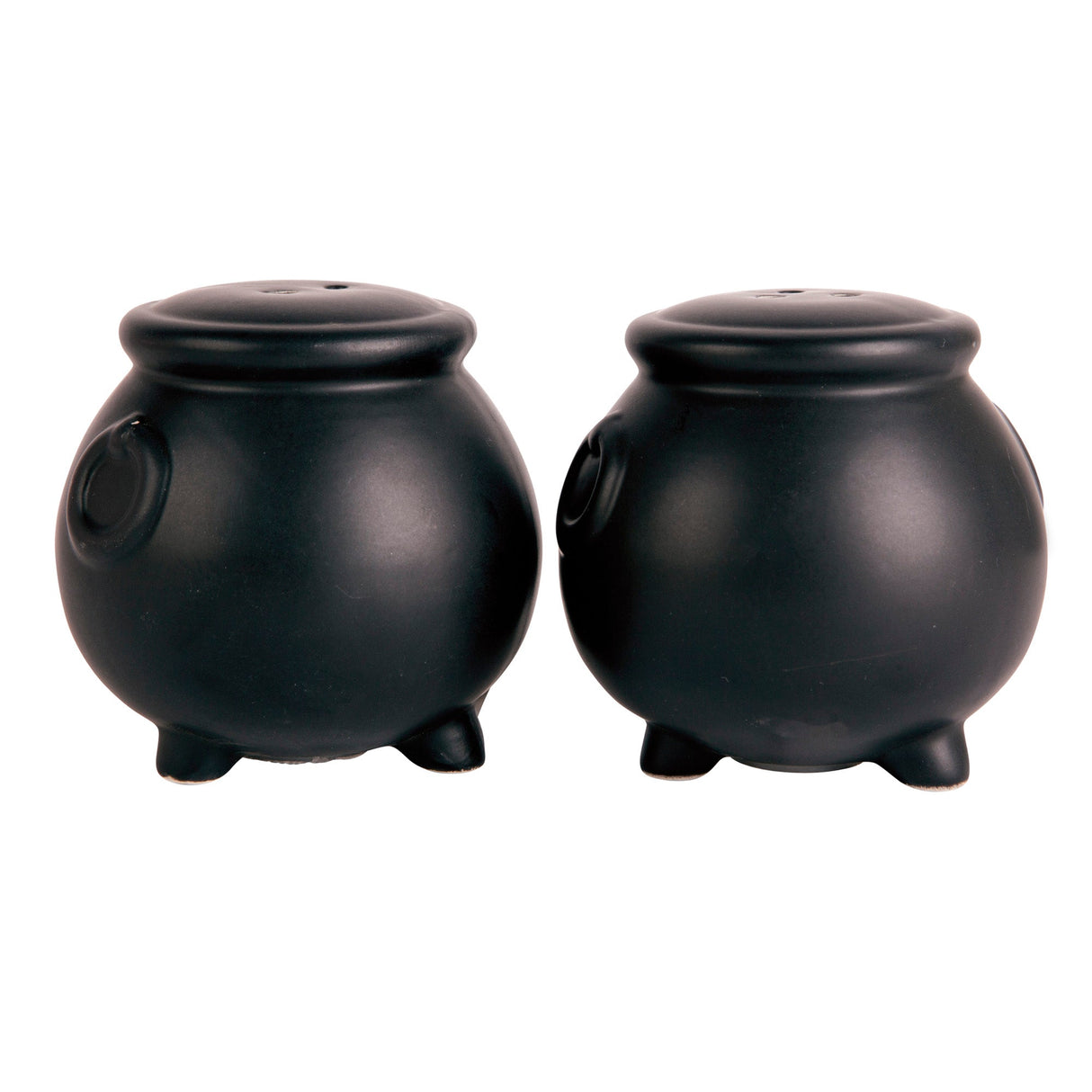 S/2 Matte Black Cauldron Salt & Pepper