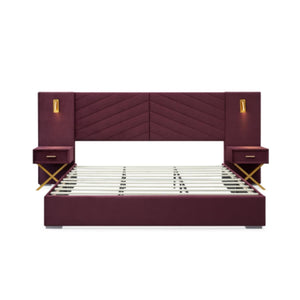 Comfortable Upholstered Bed With Vertical Channel Tufted Wingback Headboard
