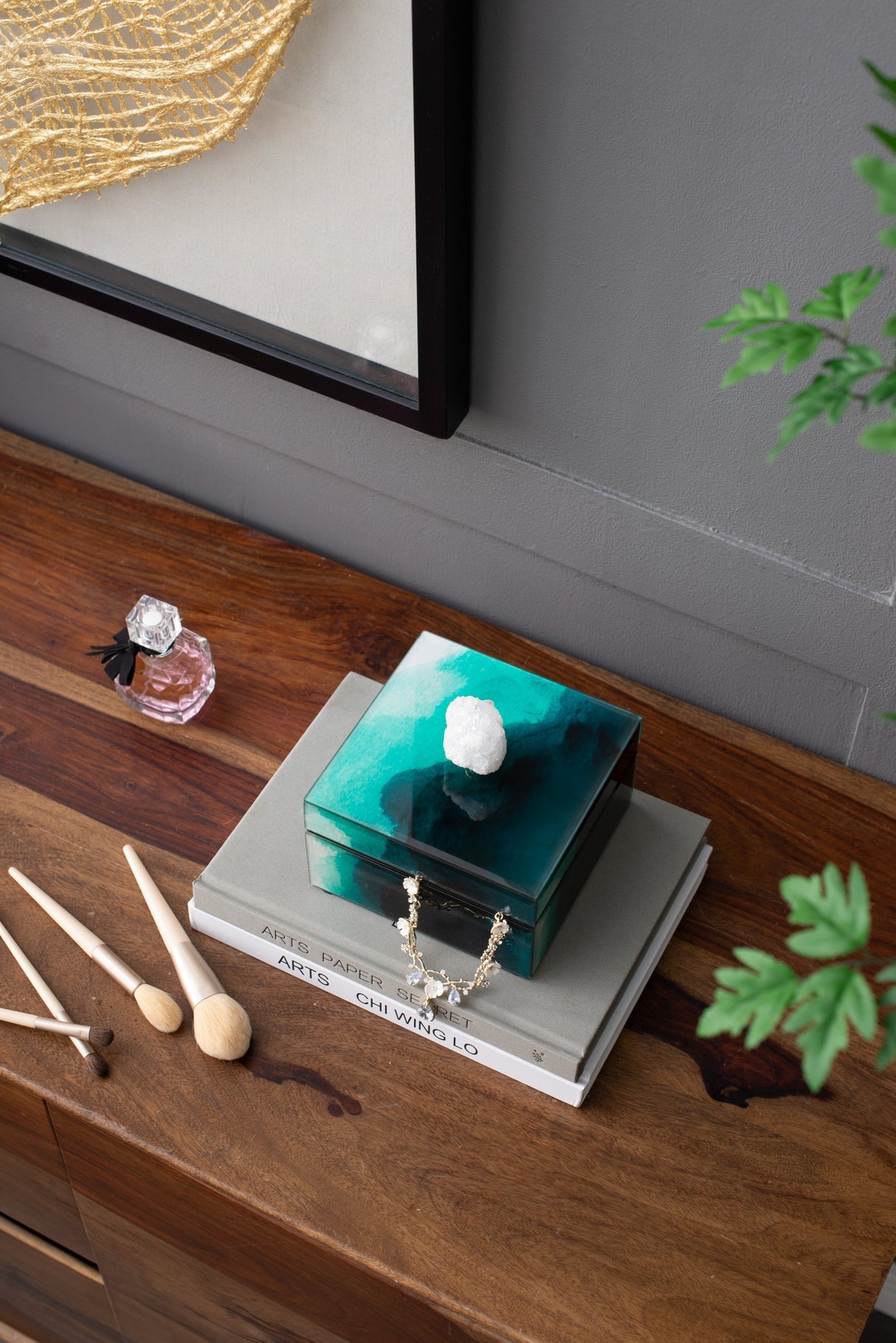 6' x 6' x 5' Bethany Aqua Jewelry Box, Stackable Decorative Storage Boxes With Lids