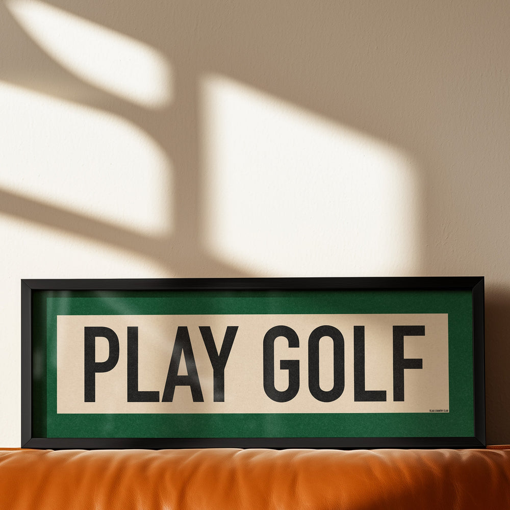 Framed Play Golf Art Scroll Sign