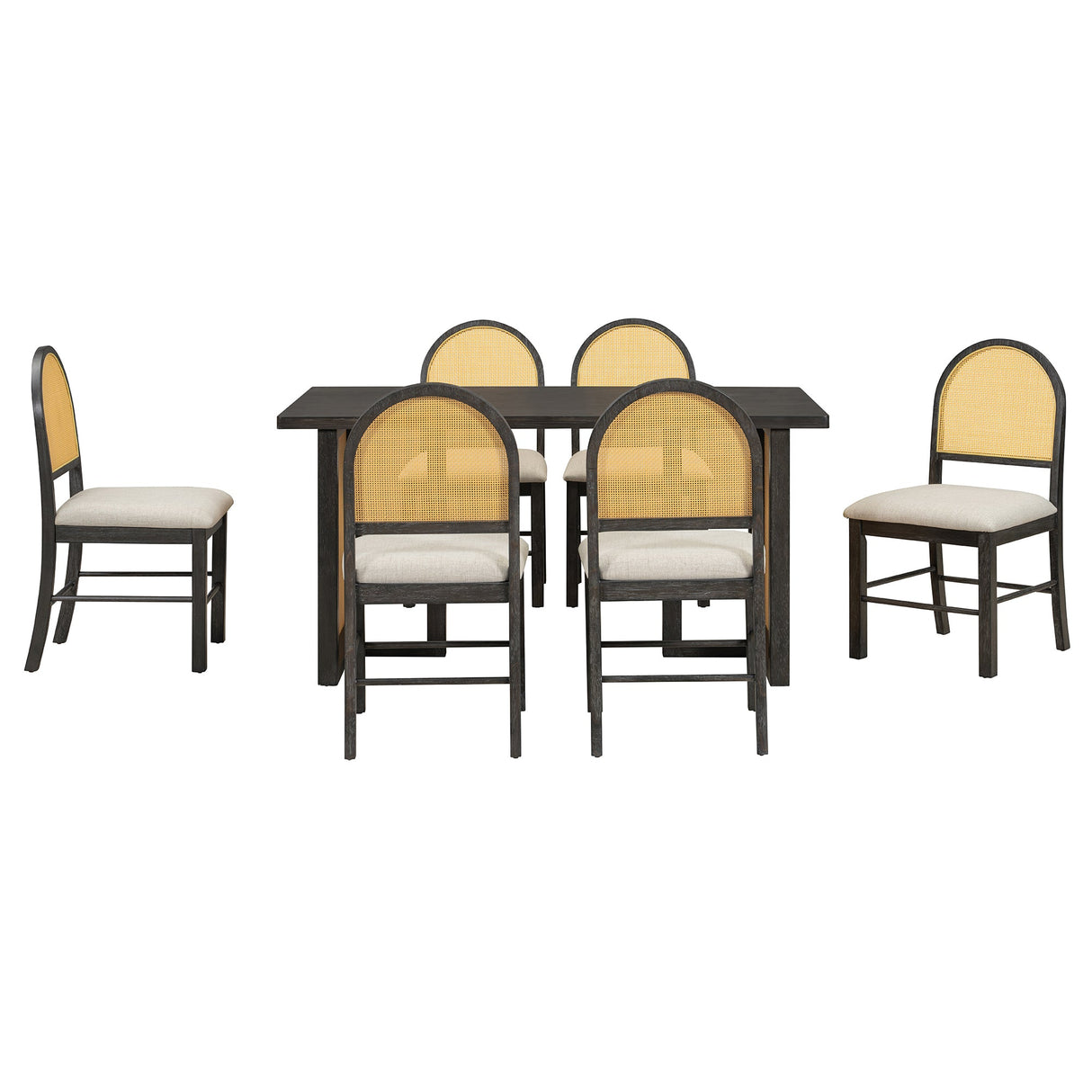 TREXM 7-Piece Farmhouse Dining Table Set for 6