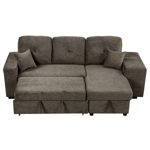 Reversible Sleeper Sectional Sofa Bed With Side Shelf And 2 Stools, Pull-Out L-Shaped Sofa Bed, Corner Sofa-Bed With Storage Chaise Left / Right Hande For Living Room