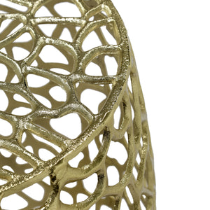 Aluminum Drum End Table with Intricate Design in Gold