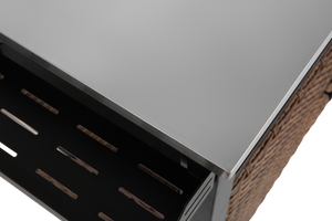 Outdoor Kitchen Wicker Island Rolling Cart & Storage Cabinet Brown