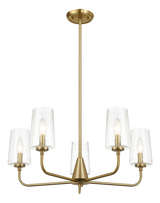 Dazzle Five Lights Chandelier With Clear Seeded Glass - Satin Brass