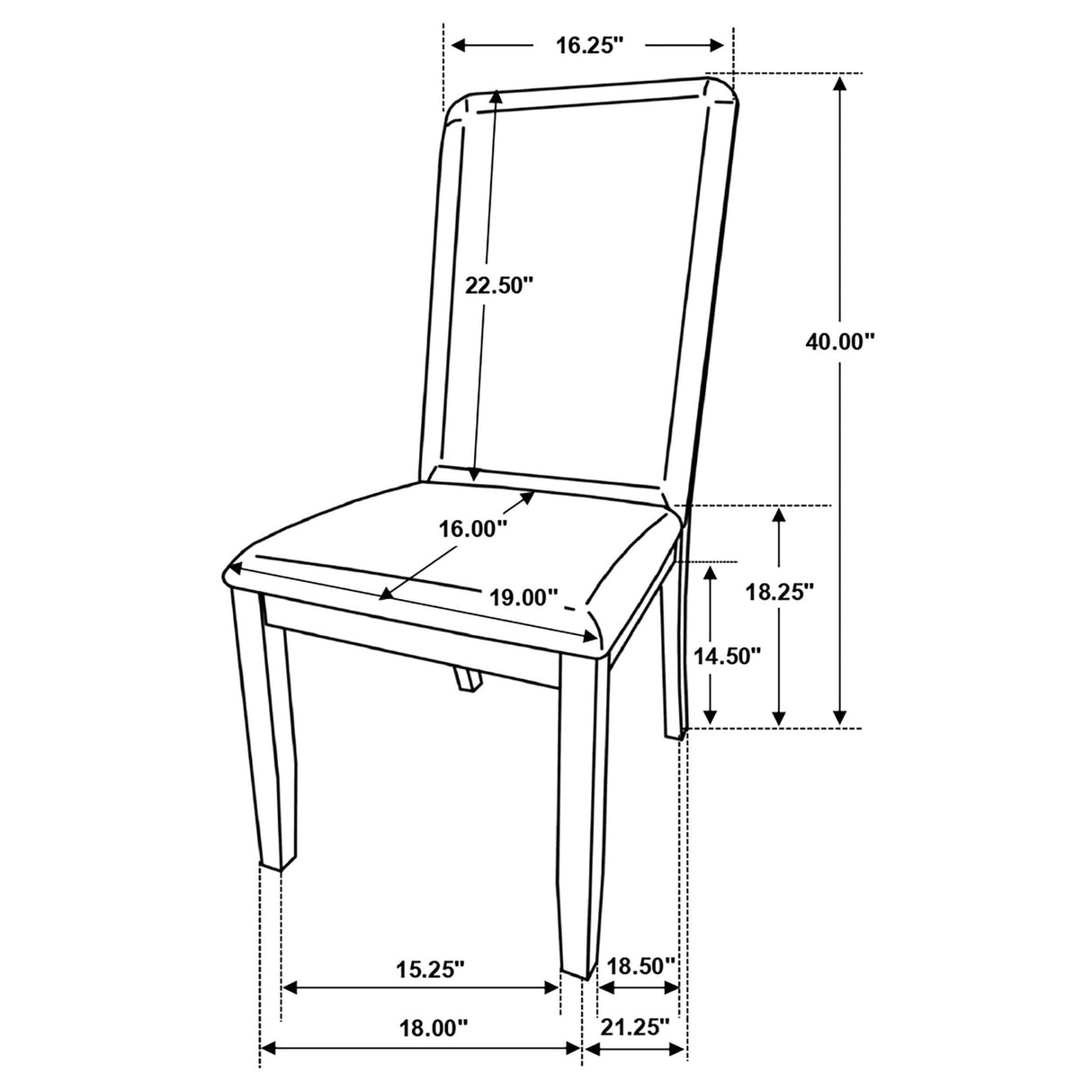 Twill And Padded Side Chair (Set of 2) - Brown