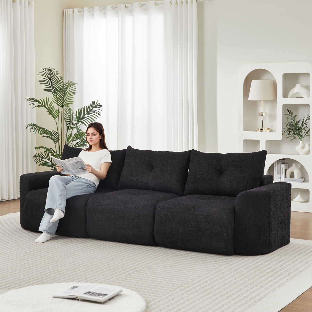 Chenille Sofa for Living Room - 109" Large Modern 3-Seater