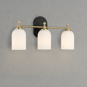 Meadows - 3 Lights Vanity Brush Bathroom Wall Light For Bathroom Over Mirror - Black / Gold / White