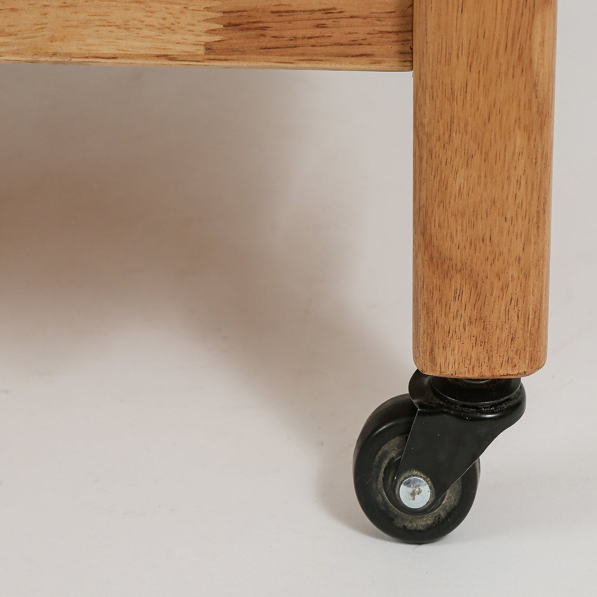 Solid Rubberwood Rolling Side Table