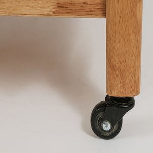 Solid Rubberwood Rolling Side Table