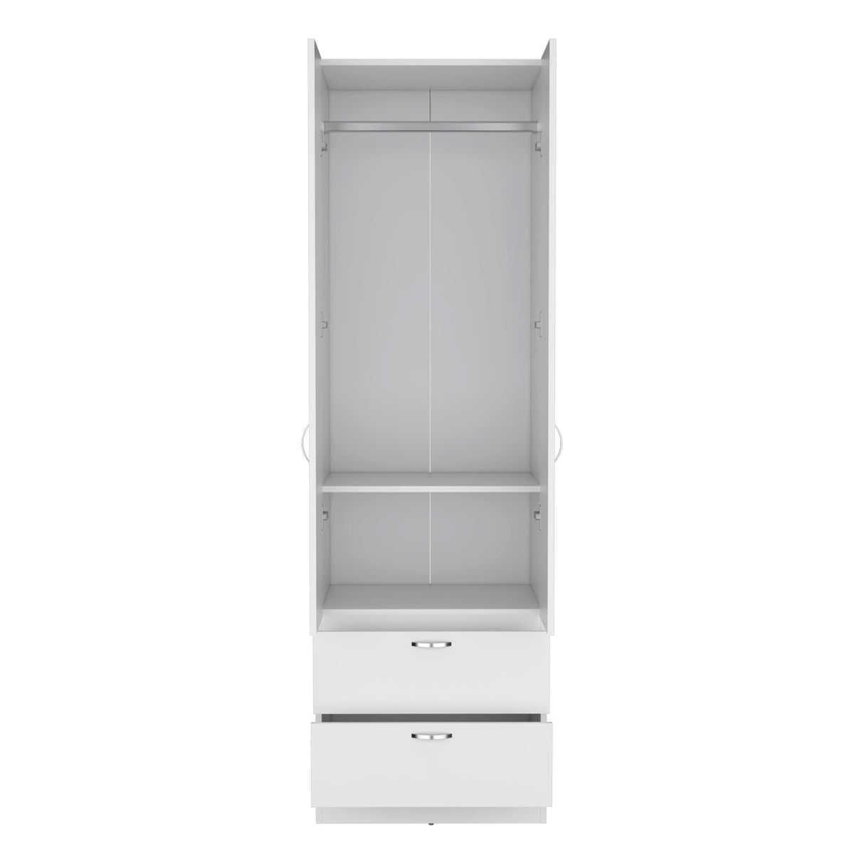 Armoire Wardrobe 76" H, Hanging Rod, 2 Drawers, 1 Shelf