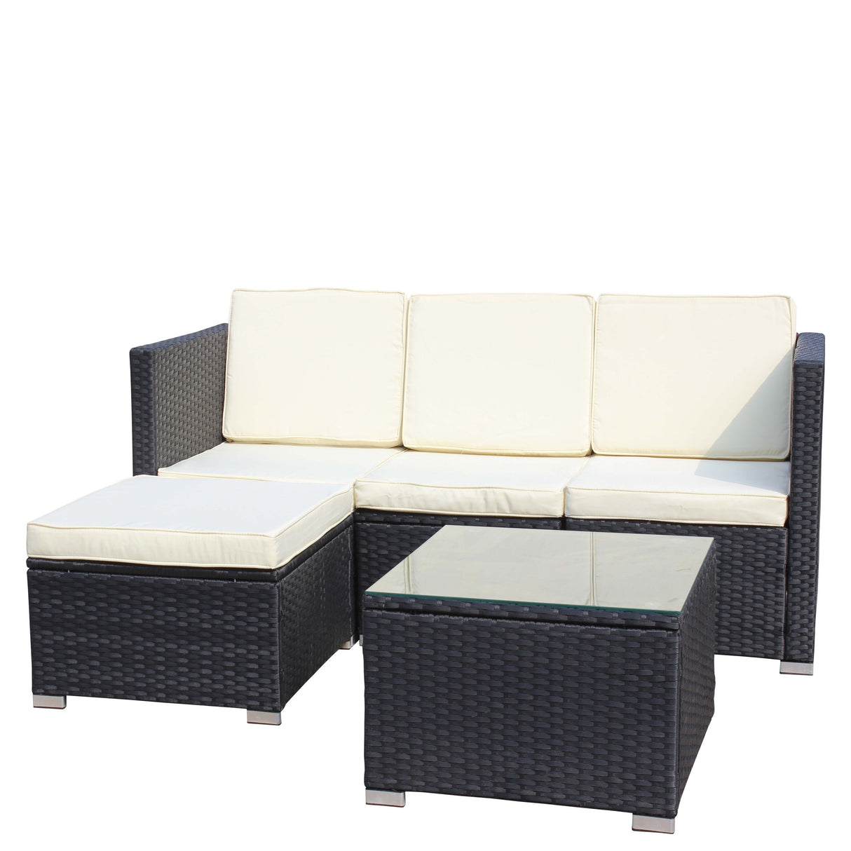 Outdoor 5-Piece PE Rattan Wicker Patio Sofa Set with Coffee Table