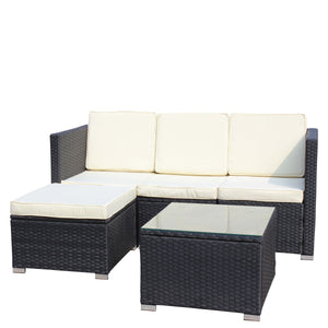Outdoor 5-Piece PE Rattan Wicker Patio Sofa Set with Coffee Table