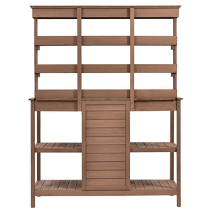 TOPMAX 66' Large Outdoor Farmhouse Wooden Potting Bench Table