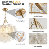 23.6-Inch Gold Pendant Light Chandelier with Threaded Clear Glass Globe Shade