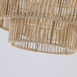 24" Modern 5-Layer Woven Hemp Rope Chandelier