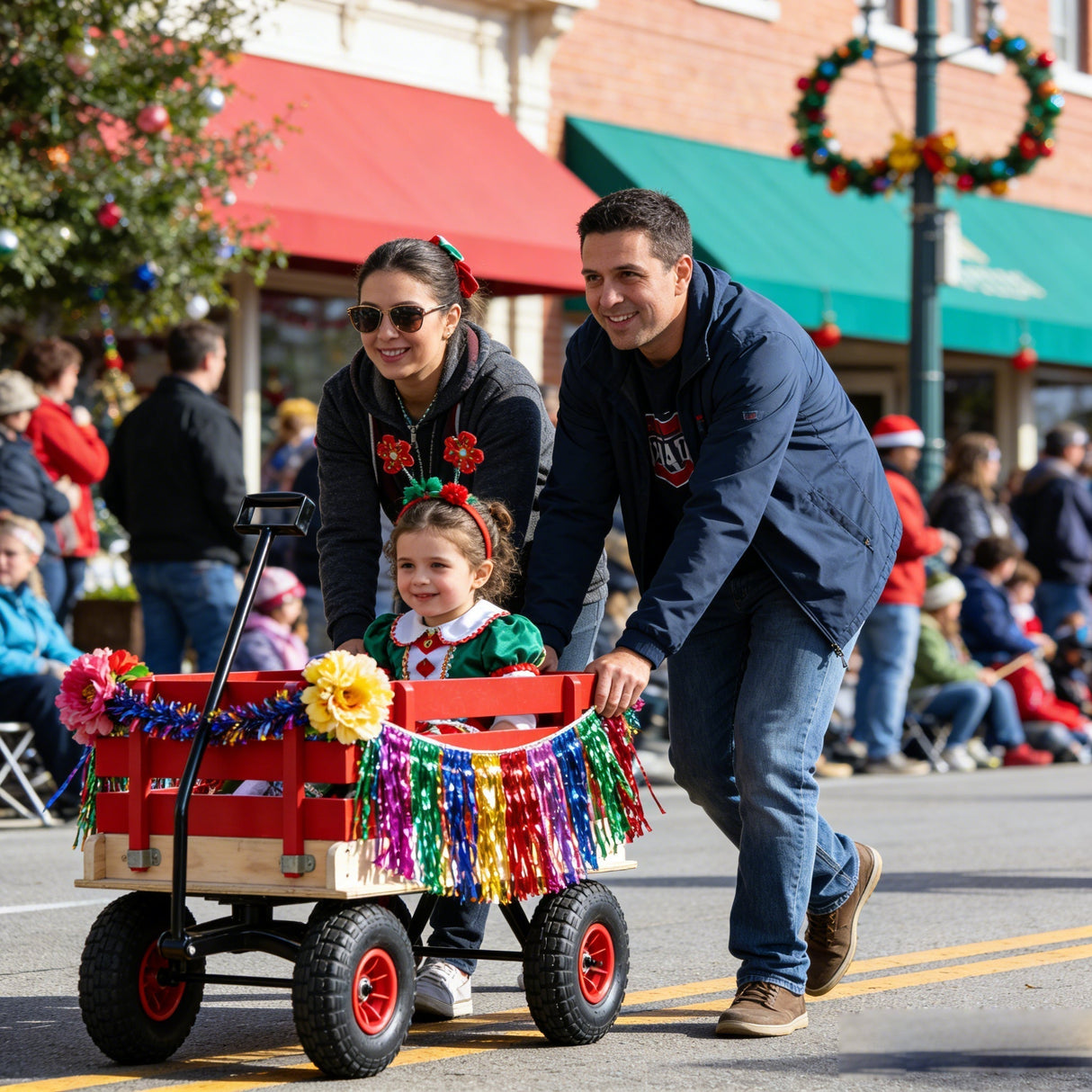 Children's and garden wooden carriagesall-terrain rubber inflatable wheelers