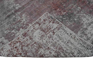 Handmade 6.6x8 Modern Abstract Red and Gray Viscose Rug