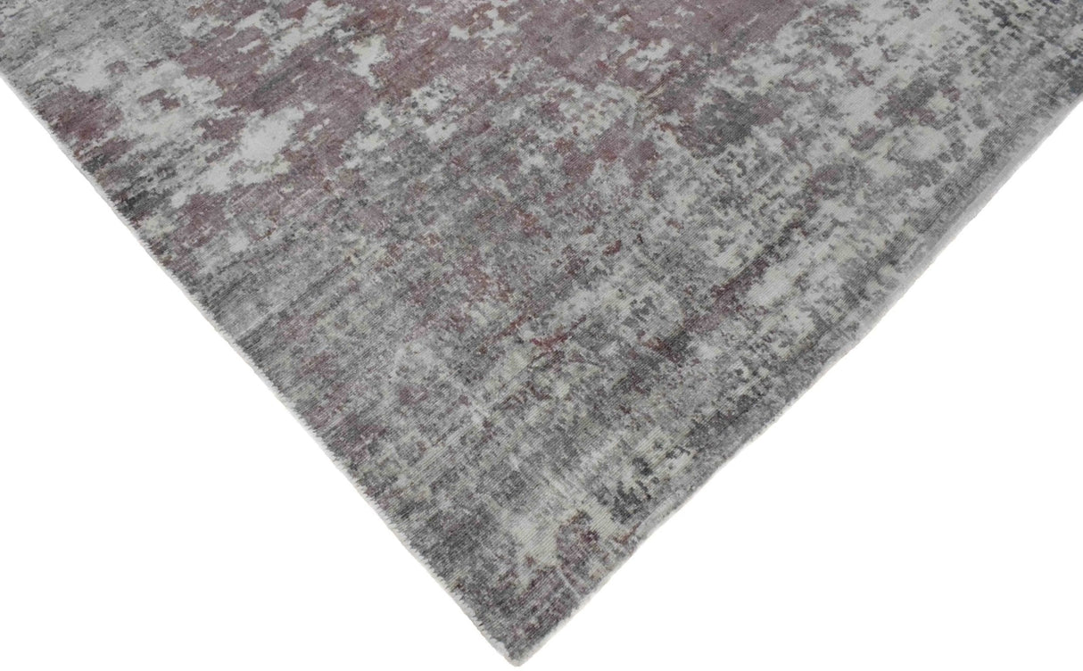Handmade 6.6x8 Modern Abstract Red and Gray Viscose Rug