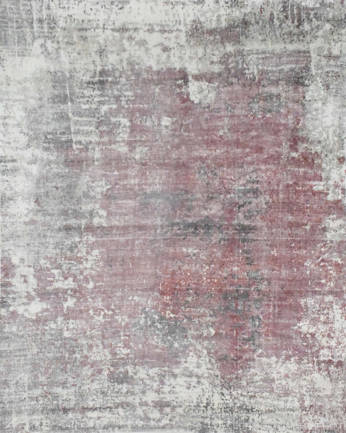 Handmade 6.6x8 Modern Abstract Red and Gray Viscose Rug