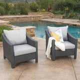 Outdoor Wicker Club Chairs Set of 2 with Water-Resistant Cushions
