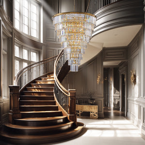 48-Inch Gold Tiered Crystal Tube Chandelier