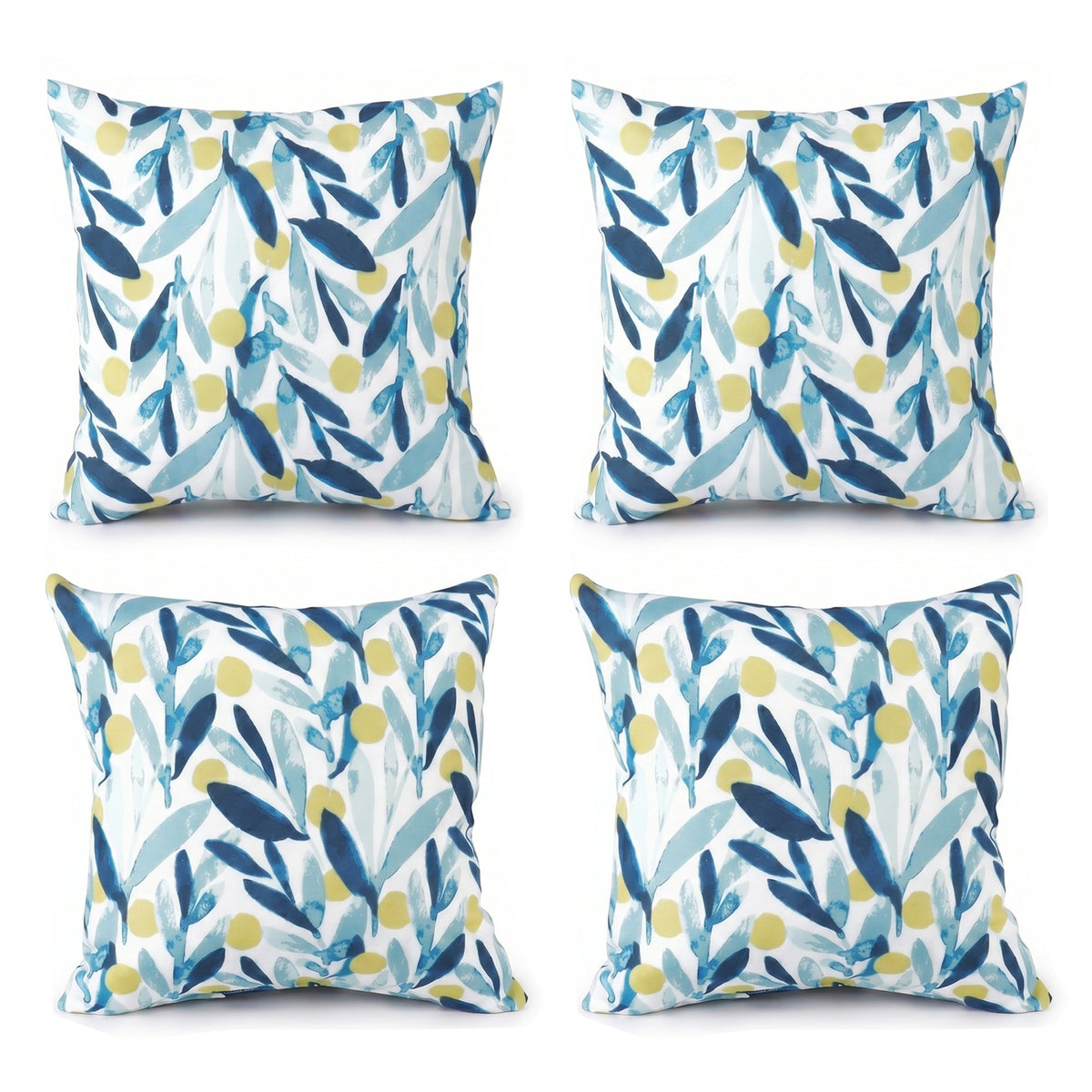 6 Pack Outdoor/Indoor Throw Pillows with Inserts - Coastal Leaves
