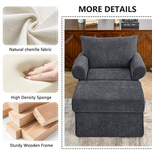 37.5" Accent Chair with Ottoman