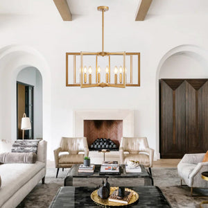 27" Modern Golden Geometric 8-Light Chandelier