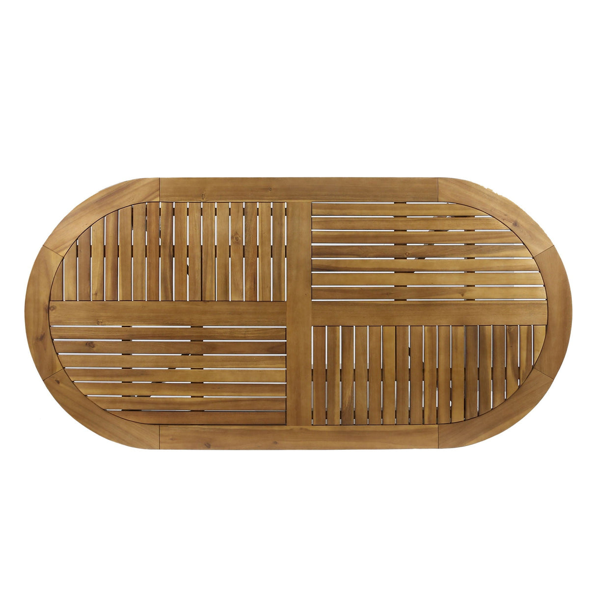 Outdoor Table With Smooth Lines, Slat Top