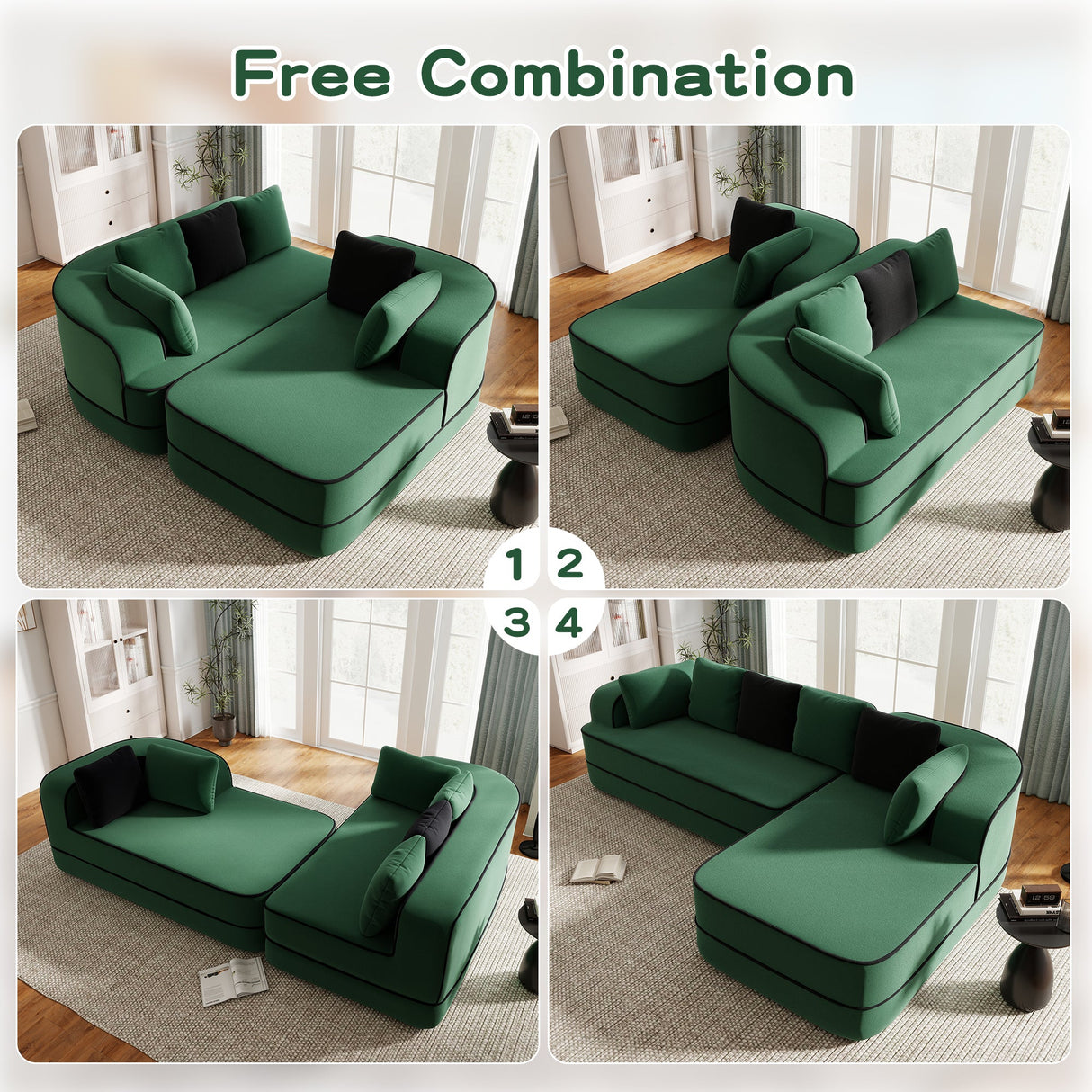 106" Teddy Fabric Boneless Sofa