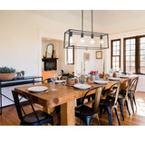 Pendant lighting 4 light industrial vintage open frame rectangle chandeliers modern black linear cage ceiling light fixture