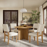 5-Piece Modern Round Dining Set with Upholstered Chairs