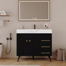 36" Freestanding Bathroom Vanity with Ceramic Sink and Faux Marble Top