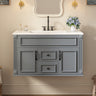 36 Inch Wall Mounted Bathroom Cabinet with Ceramic Sink and Drawers
