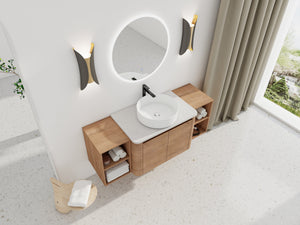 54" Wall-Mounted Bathroom Vanity With Ceramic Art Sink