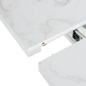 Modern Rectangle Dining Table With Stretchable Top, Storage Cabinet