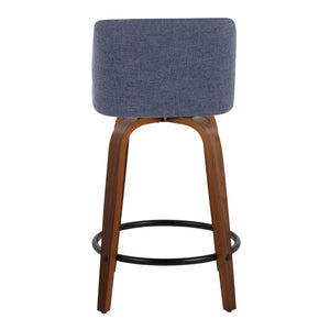 Toriano - Mid Century Modern, Fixed Height Counter Stool & Swivel And Round Footrest (Set of 2)