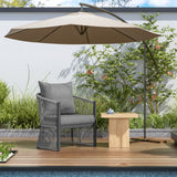 Modern Gray Curved Aluminum Lounge Chair with Stylish Rope-Weave Design and Cushioned Comfort, Perfect for Outdoor Living