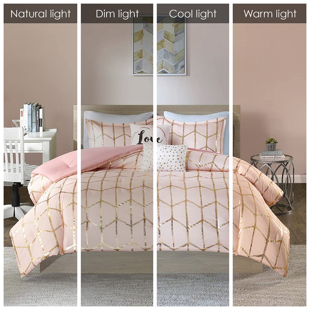 Metallic Full/Queen Printed Comforter Set